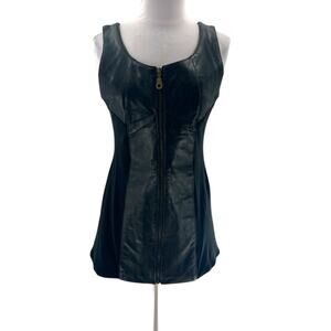 Vintage leather full zip dress black sz XXS (fits XS)